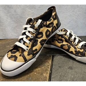 COACH Barrett Cheetah Print Sneakers Size 7 1/2 B Women Chic Street Style EUC